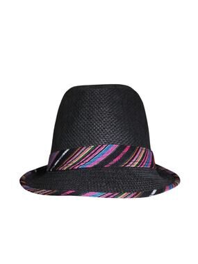 Westend Woven Black Fedora with Multicolor Band Hat Adult Small/Medium